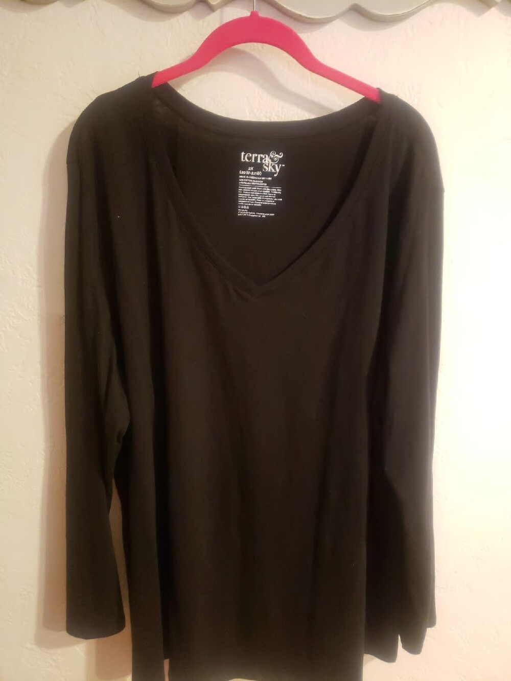 Terra Sky 2XL Long Sleeve Black Tee